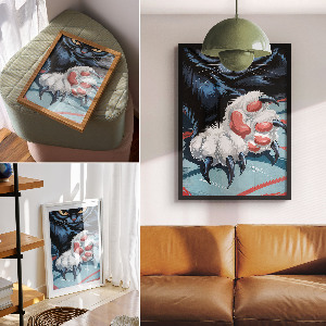 Kunstdruck poster Katze mit Krallen