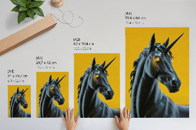 Poster kunstdruck Schwarzes Einhorn