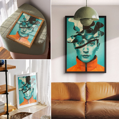 Retro poster Surrealistisches Porträt
