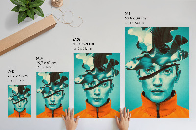 Retro poster Surrealistisches Porträt