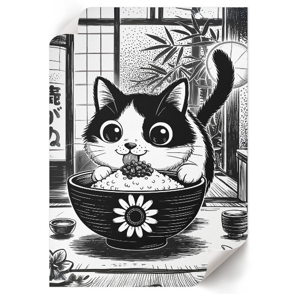Retro poster Katze in einer Schüssel