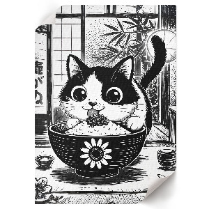 Retro poster Katze in einer Schüssel