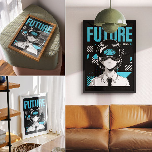 Retro poster Futuristische Grafik