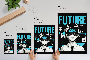 Retro poster Futuristische Grafik