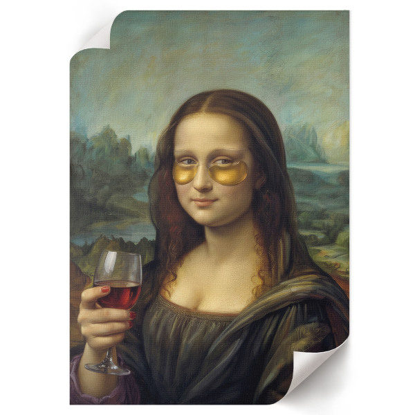 Poster auf leinwand Mona Lisa mit Wein