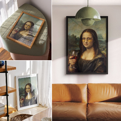 Poster auf leinwand Mona Lisa mit Wein
