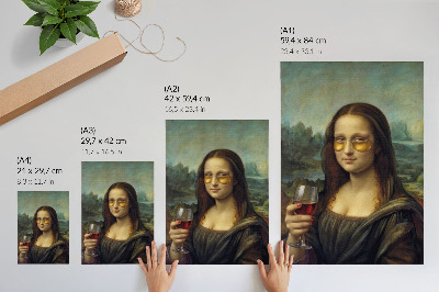 Poster auf leinwand Mona Lisa mit Wein