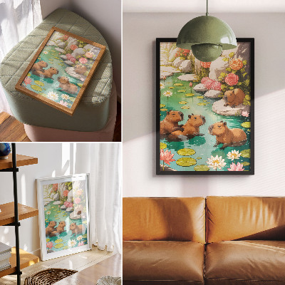 Kunstdruck leinwand Wasserschweine im Teich