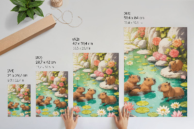 Kunstdruck leinwand Wasserschweine im Teich