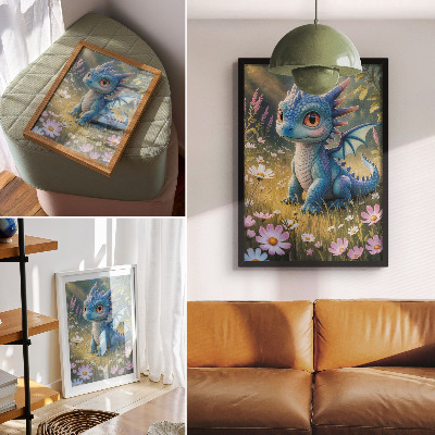 Poster auf leinwand Blauer Drache