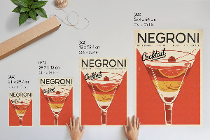 Retro plagát Vintage koktail
