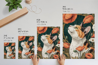 Poster kunstdruck Katzenmagie