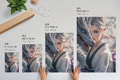 Poster auf leinwand Die Frau und der Drache