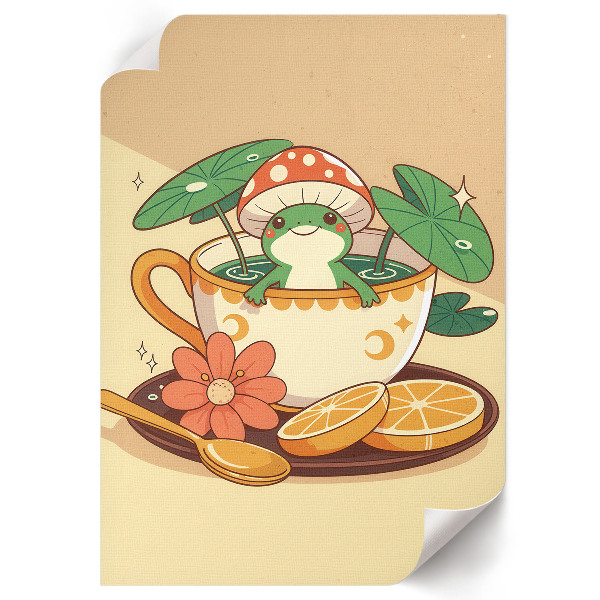 Poster leinwand Frosch im Becher