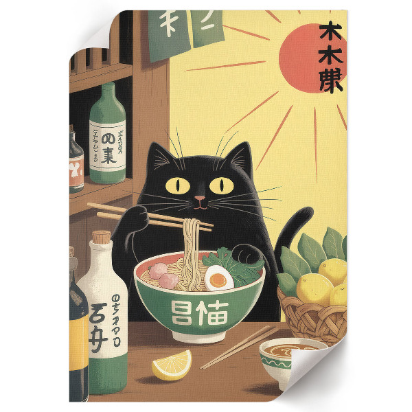Poster kunstdruck Katzen-Ramen