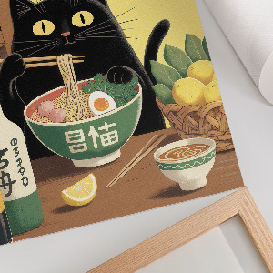 Poster kunstdruck Katzen-Ramen