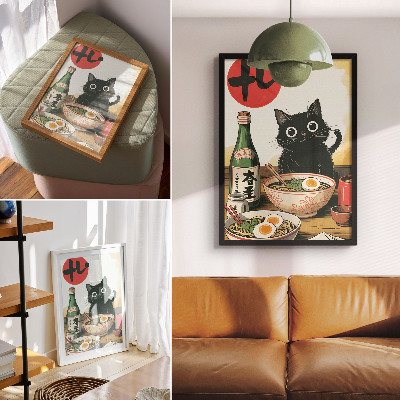 Wand poster Kätzchen und Ramen