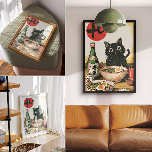 Wand poster Kätzchen und Ramen