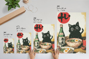 Wand poster Kätzchen und Ramen