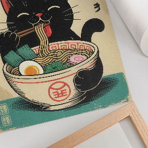 Kunstdruck poster Ramen und Katze