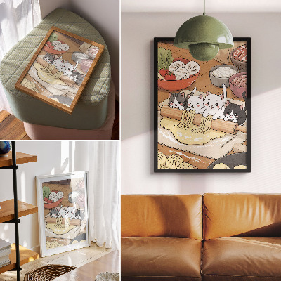 Kunstdruck leinwand Katzen in der Küche
