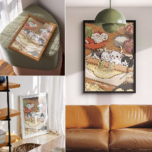 Kunstdruck leinwand Katzen in der Küche