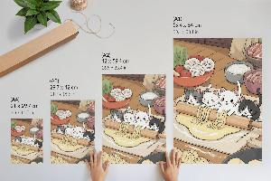 Kunstdruck leinwand Katzen in der Küche