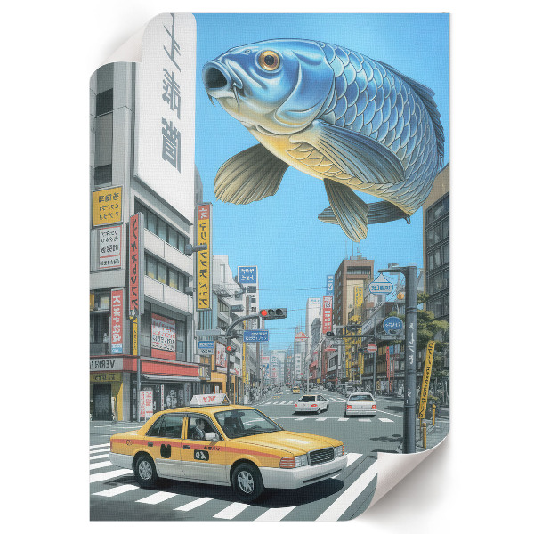 Kunstdruck leinwand Fisch und die Stadt