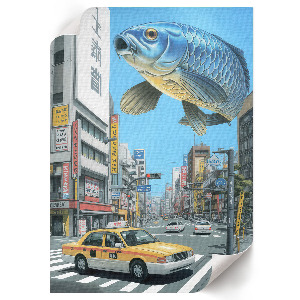 Kunstdruck leinwand Fisch und die Stadt