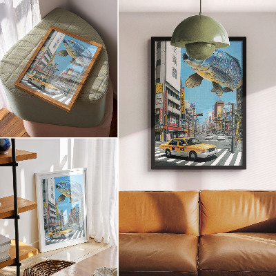 Kunstdruck leinwand Fisch und die Stadt