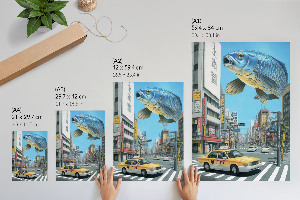 Kunstdruck leinwand Fisch und die Stadt