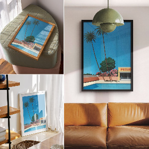 Retro plagát Dovolenka pri bazéne