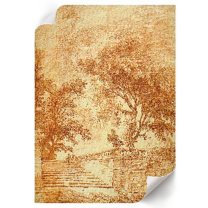 Poster auf Leinwand mit Landschaft und Treppe