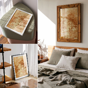 Poster auf Leinwand mit Landschaft und Treppe