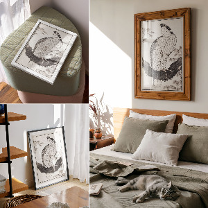Kunstdruck auf Leinwand mit Vogelmotiv