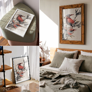 Retro-Poster mit Vogelmotiv