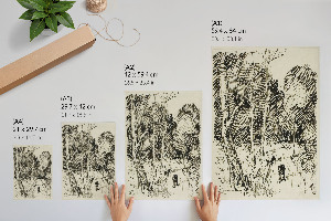 Poster-Kunstdruck mit Waldlandschaft