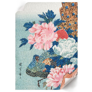 Kunstdruck auf Leinwand mit Pfau und Pfingstrosen