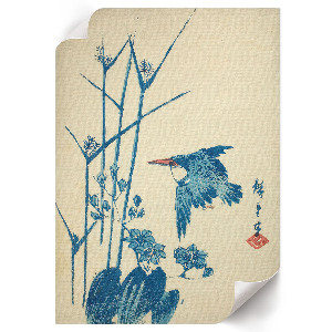 Kunstdruck auf Leinwand mit Eisvogel und Pflanzenmotiv