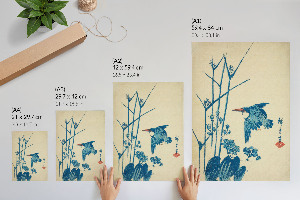 Kunstdruck auf Leinwand mit Eisvogel und Pflanzenmotiv