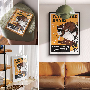 Poster auf Leinwand mit dem Motiv „Wasch deine Hände“