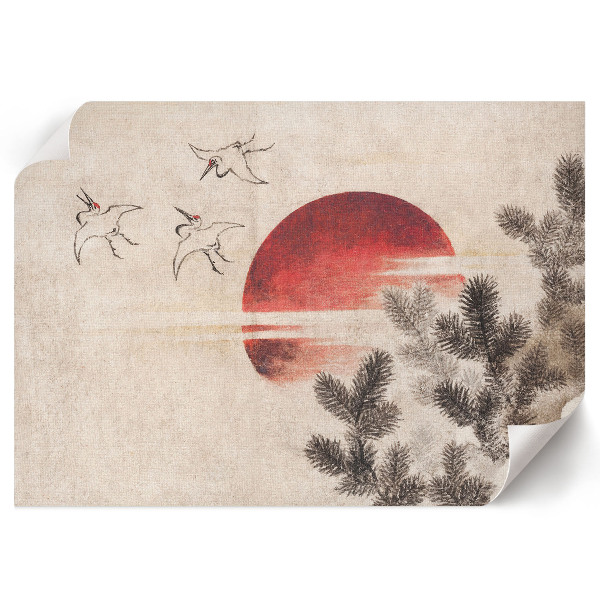 Plakat Vögel und der Sonnenuntergang