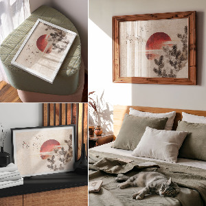 Plakat Vögel und der Sonnenuntergang