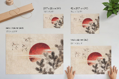 Plakat „Vögel und der Sonnenuntergang“