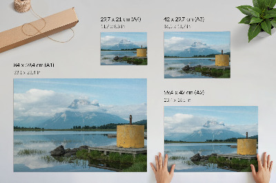 Plakat mit Bergblick
