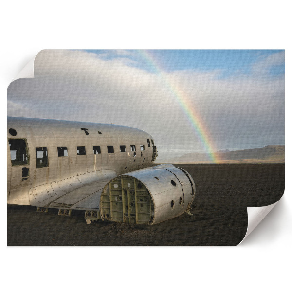 Wandposter mit Motiv eines Regenbogens und eines Schiffswracks
