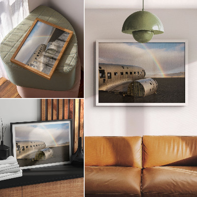 Wandposter mit Motiv eines Regenbogens und eines Schiffswracks