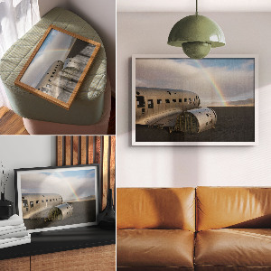 Wandposter mit Motiv eines Regenbogens und eines Schiffswracks