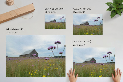 Plakat mit ländlicher Landschaft