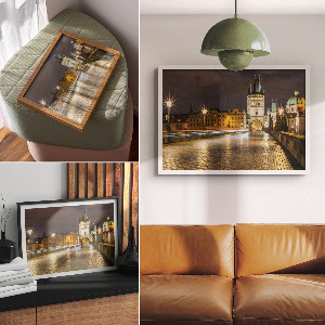 Plakat mit Nachtpanorama